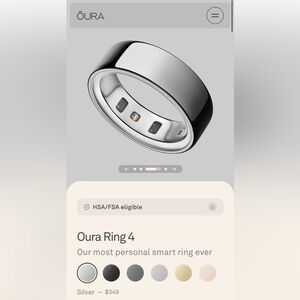 Oura Ring 4 in silver - size 8